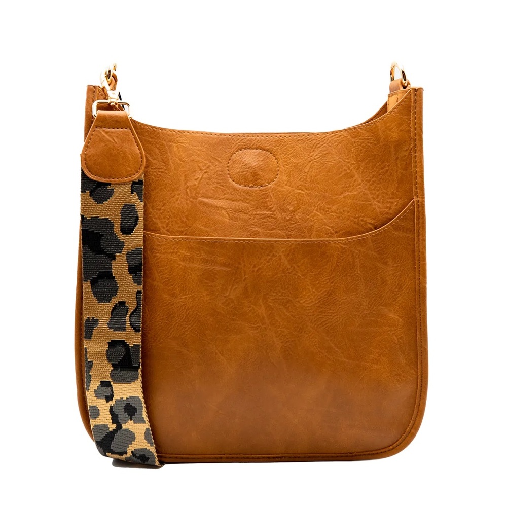 Ahdorned Caramel Tan Crossbody Leopard Strap